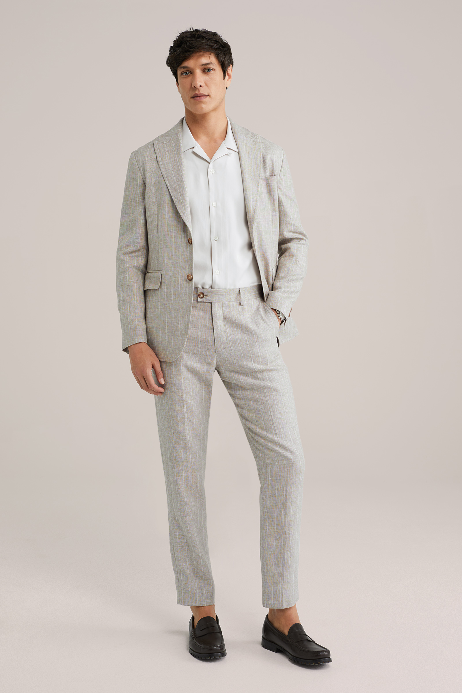 Heren regular fit blazer van linnenmix