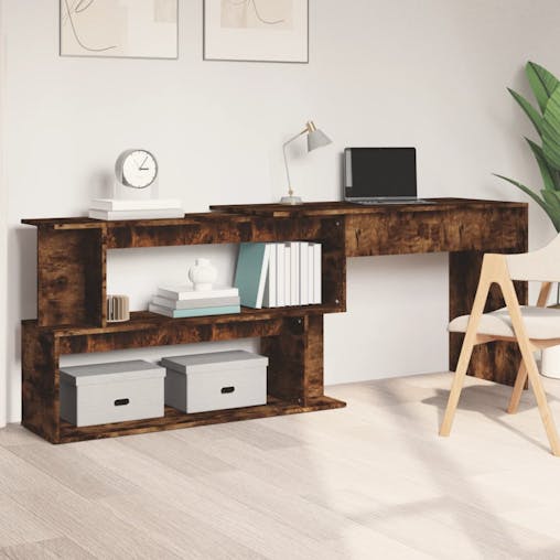 NNEVL Corner Desk Smoked Oak 200x50x76 cm Engineered Wood