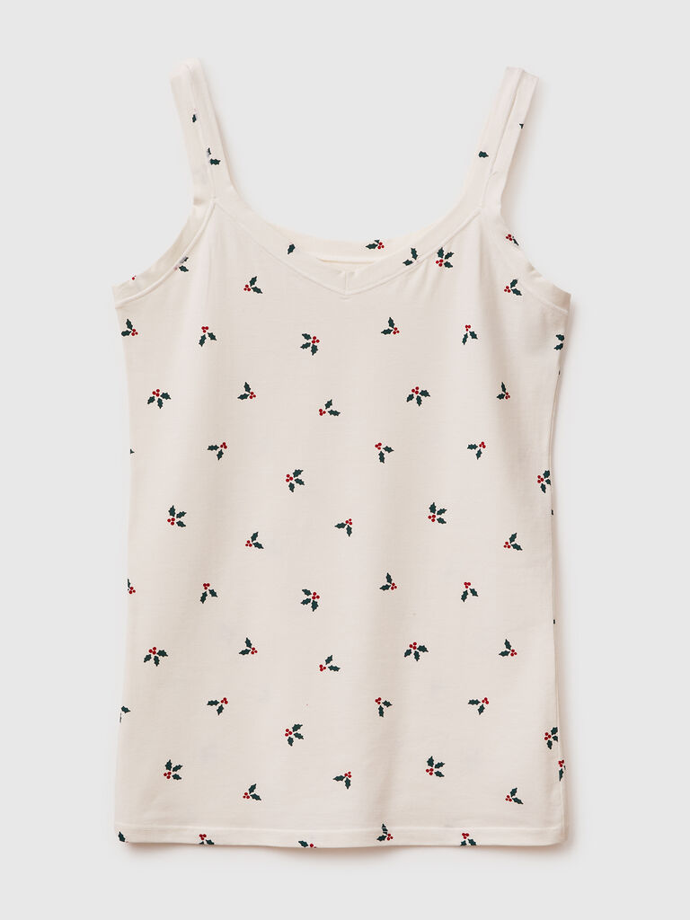 Christmas tank top with holly print