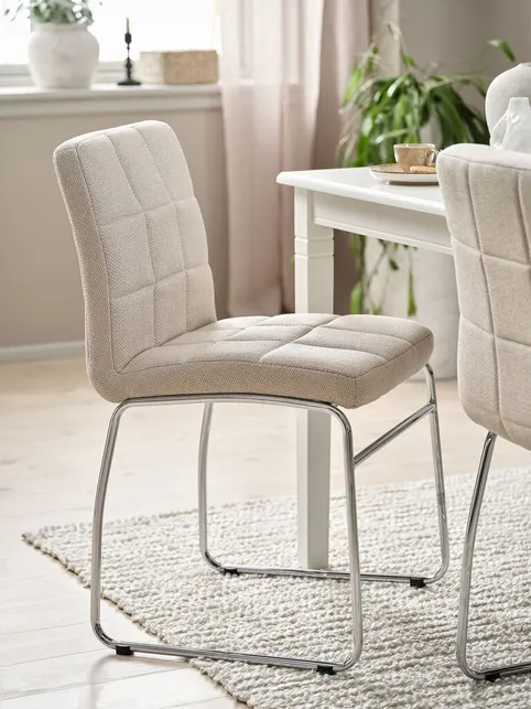 Spisebordsstol HAMMEL beige stof/krom