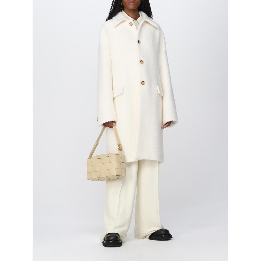 Bottega Veneta Oversized Wool Coat Double Breasted - White