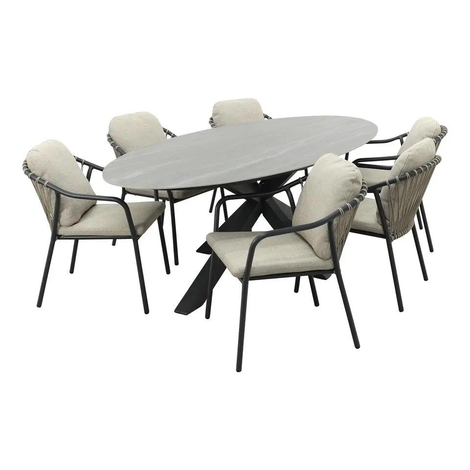 Pisa/GI Scotland 6-persoons ovale tuinset 230x115 cm. - Royal Grey