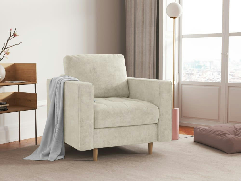 GOBI - Fauteuil en tissu structuré beige
