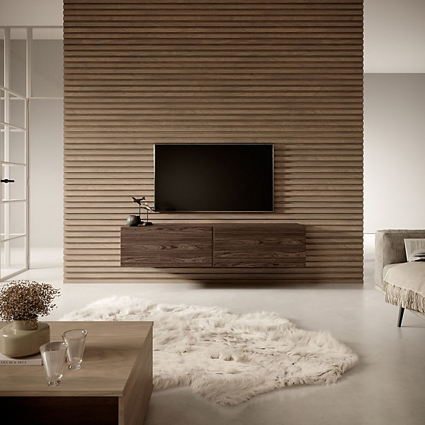 Meuble TV 2 portes 140 cm noyer Bisira