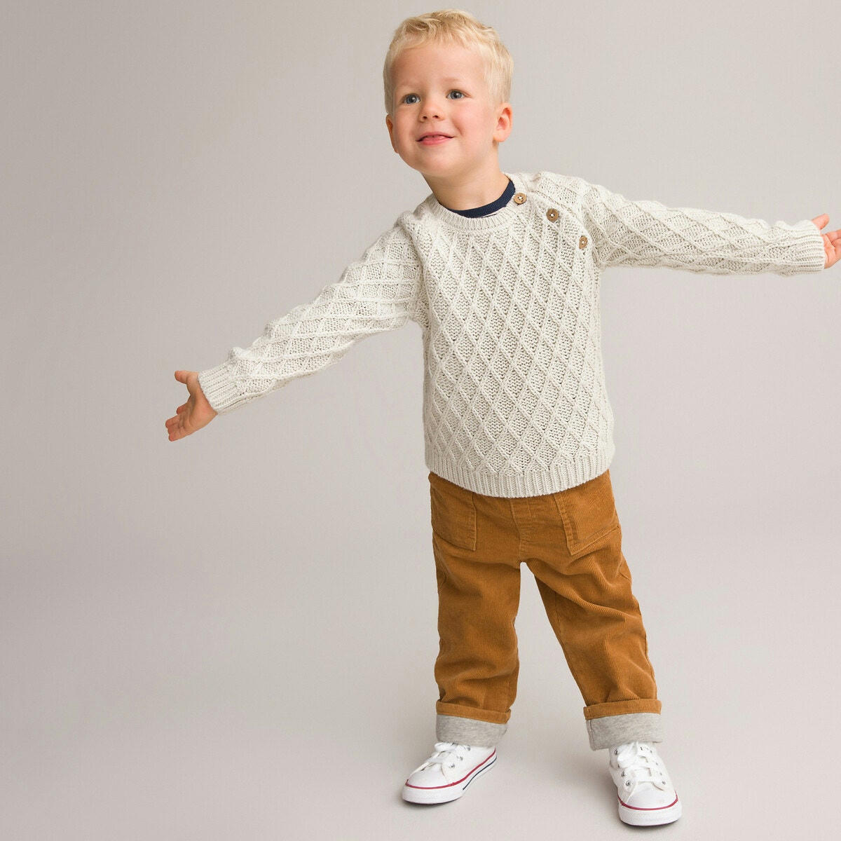 Pull col rond en maille fantaisie