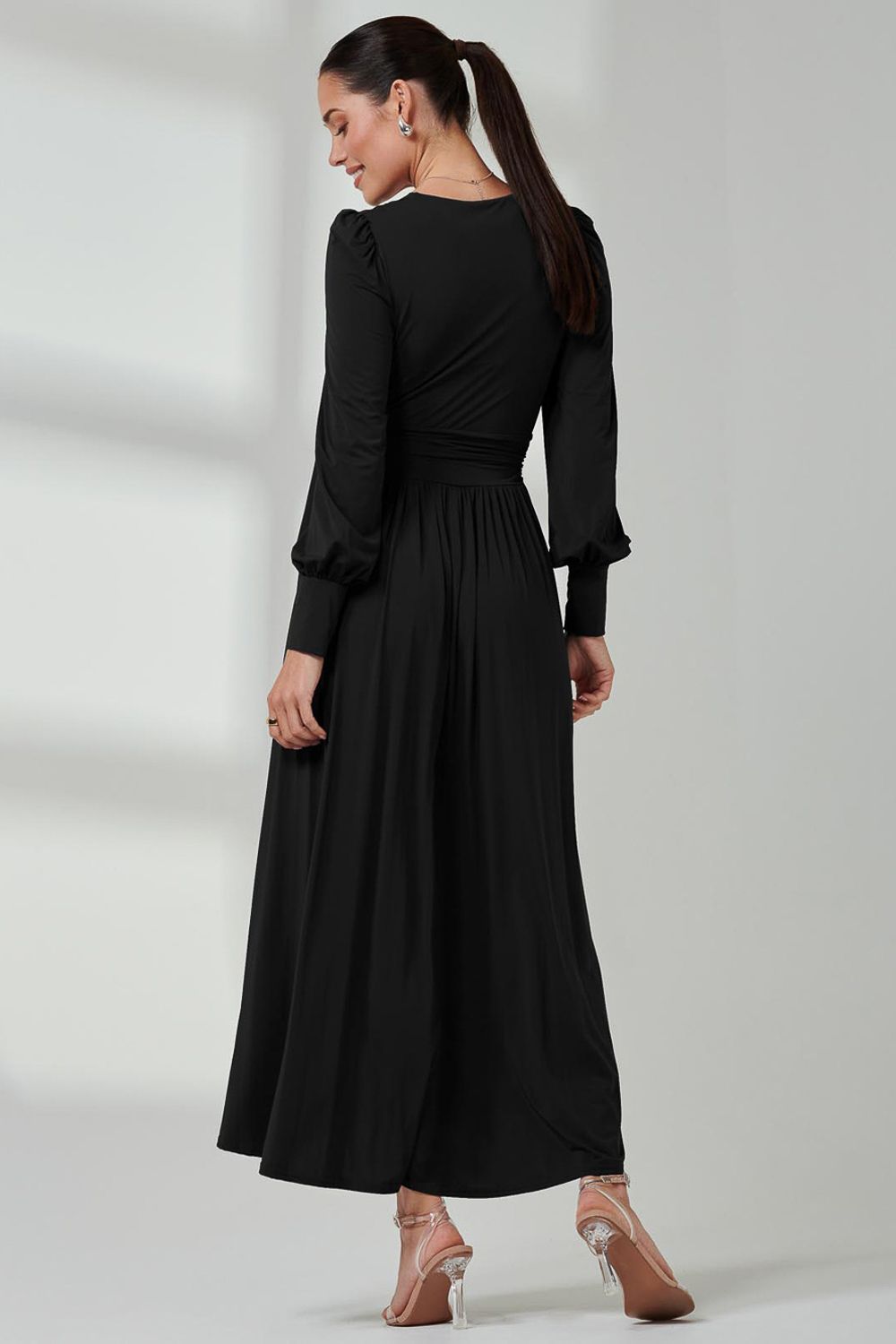 Jolie Moi Long Sleeve Soft Silky Jersey Maxi Dress