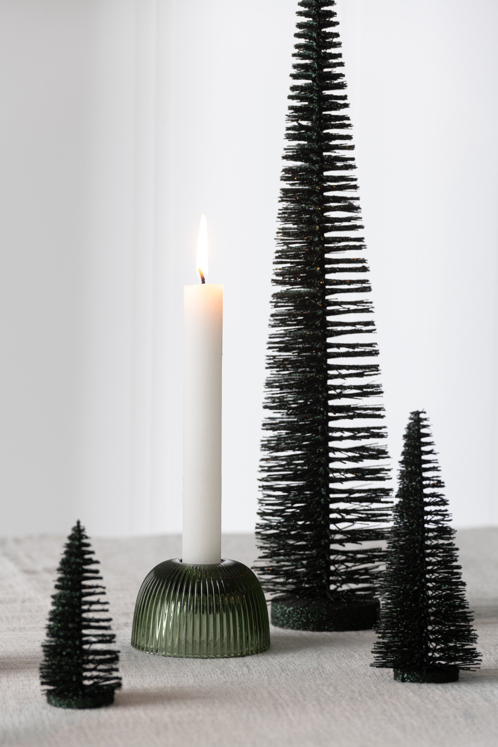 J-Line kaarshouder Canele - glas - groen - 2 stuks