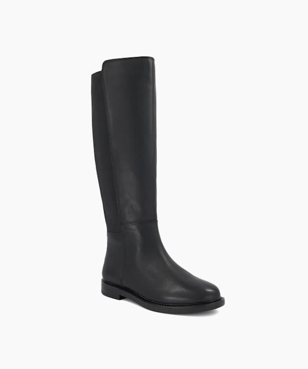 Tallo Black - Leather Knee-High Boots