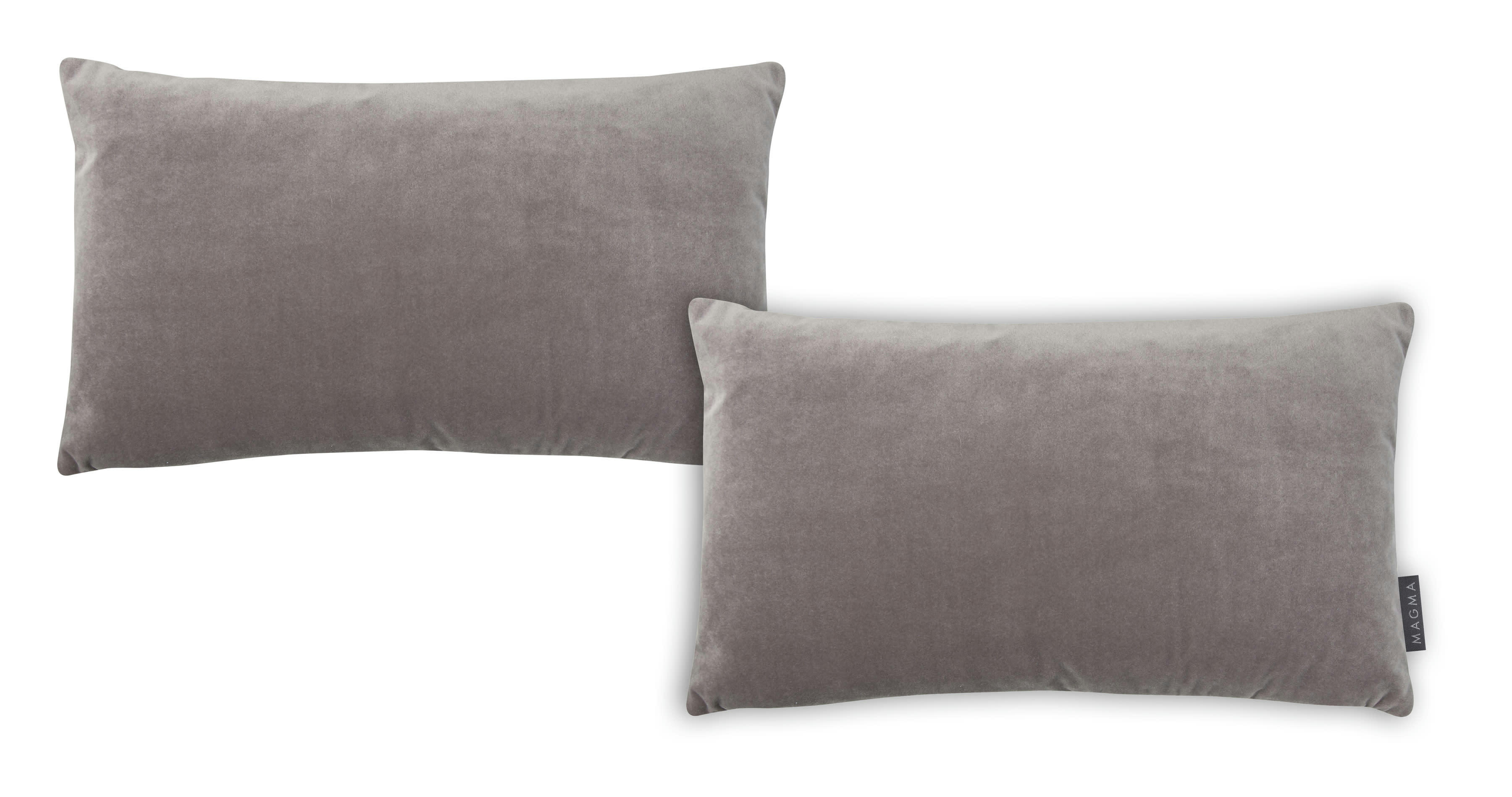 SAMT UNI - Housses de coussin velours bicolore gris- Lot de 2- 30x50