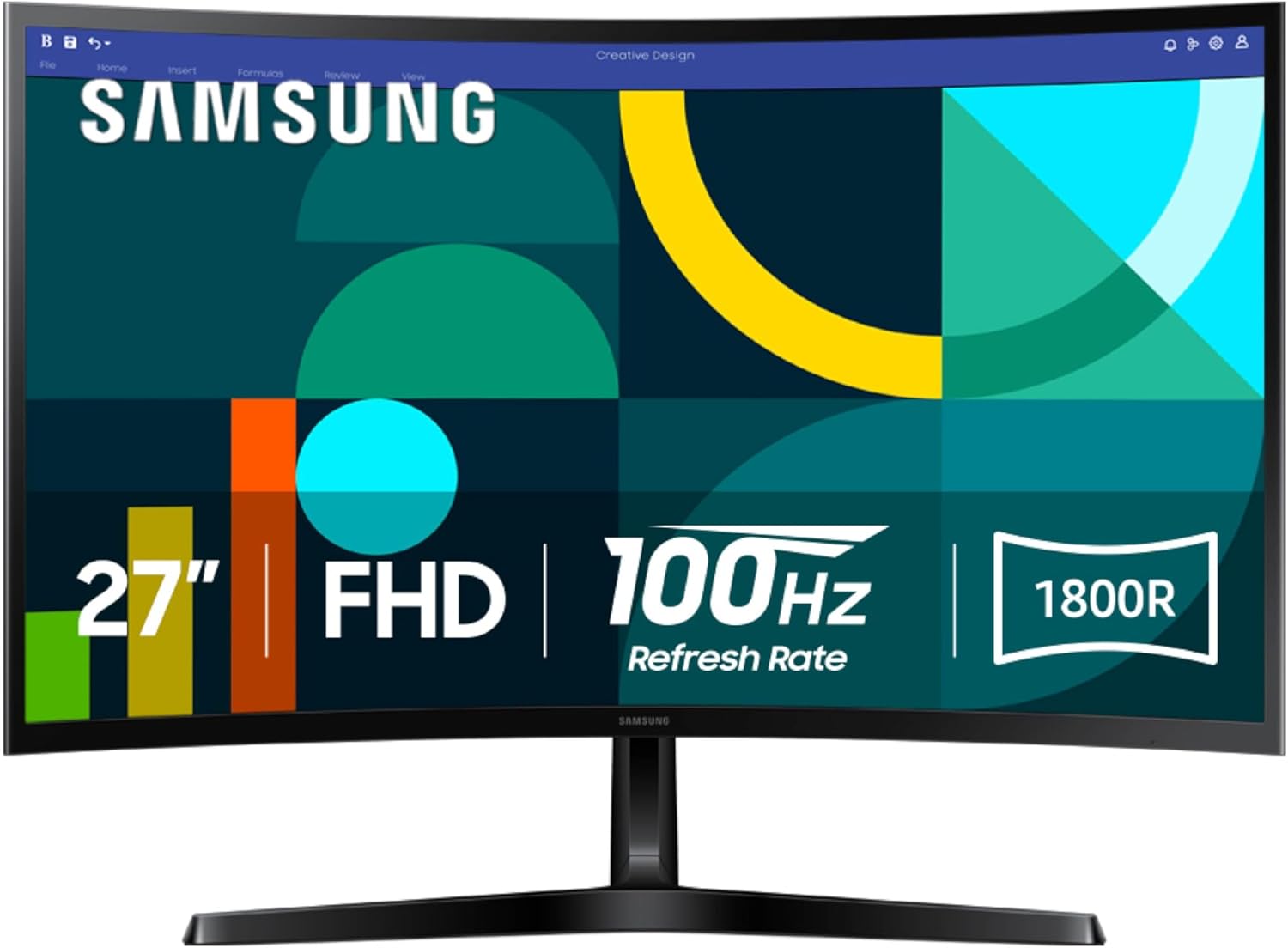 Samsung 27 Essential S3 (S36GD) Series FHD 1800R Curved Computer Monitor, 100Hz, Game Mode, Advanced Eye Comfort, HDMI and D-sub Ports, LS27D366GANXZA, 2024