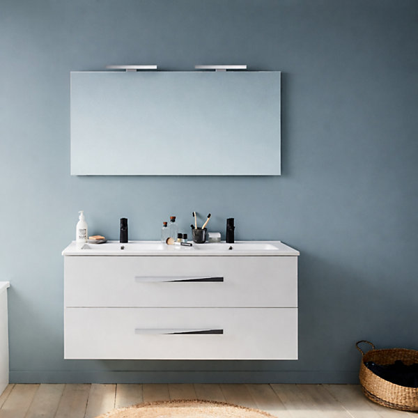 Pack meuble double vasque 120 cm JACOB DELAFON Ola Up   miroir   spot