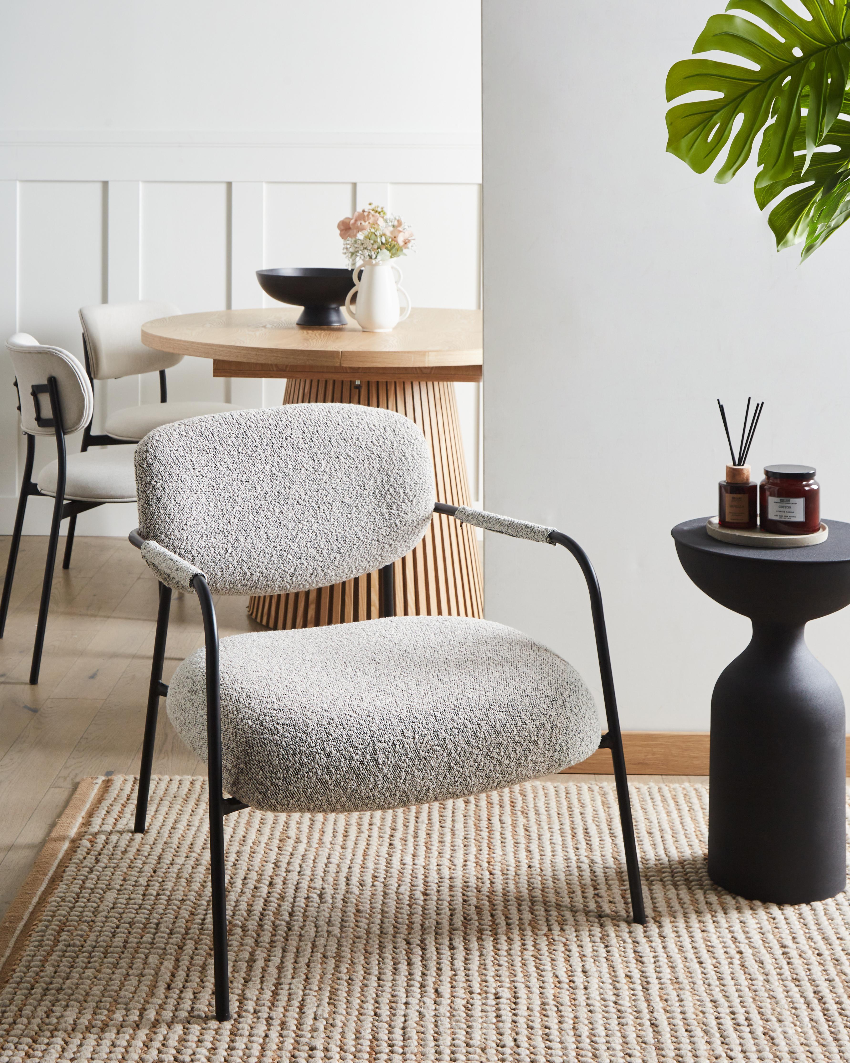 Armchair AUSVIKA Fabric Black/ White