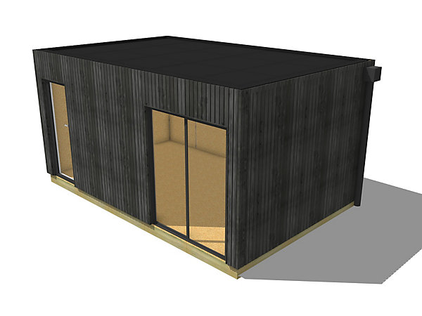 Bureau de jardin 4 saisons en bois 5,5 x 3,5 x 2,7 m / isolation RE2020 avec plancher isolé