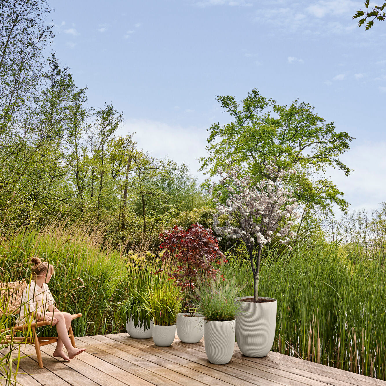 Elho Sereh Rond - Beige - Ø 59 x H 51 cm - Binnen en Buiten - 100% ger