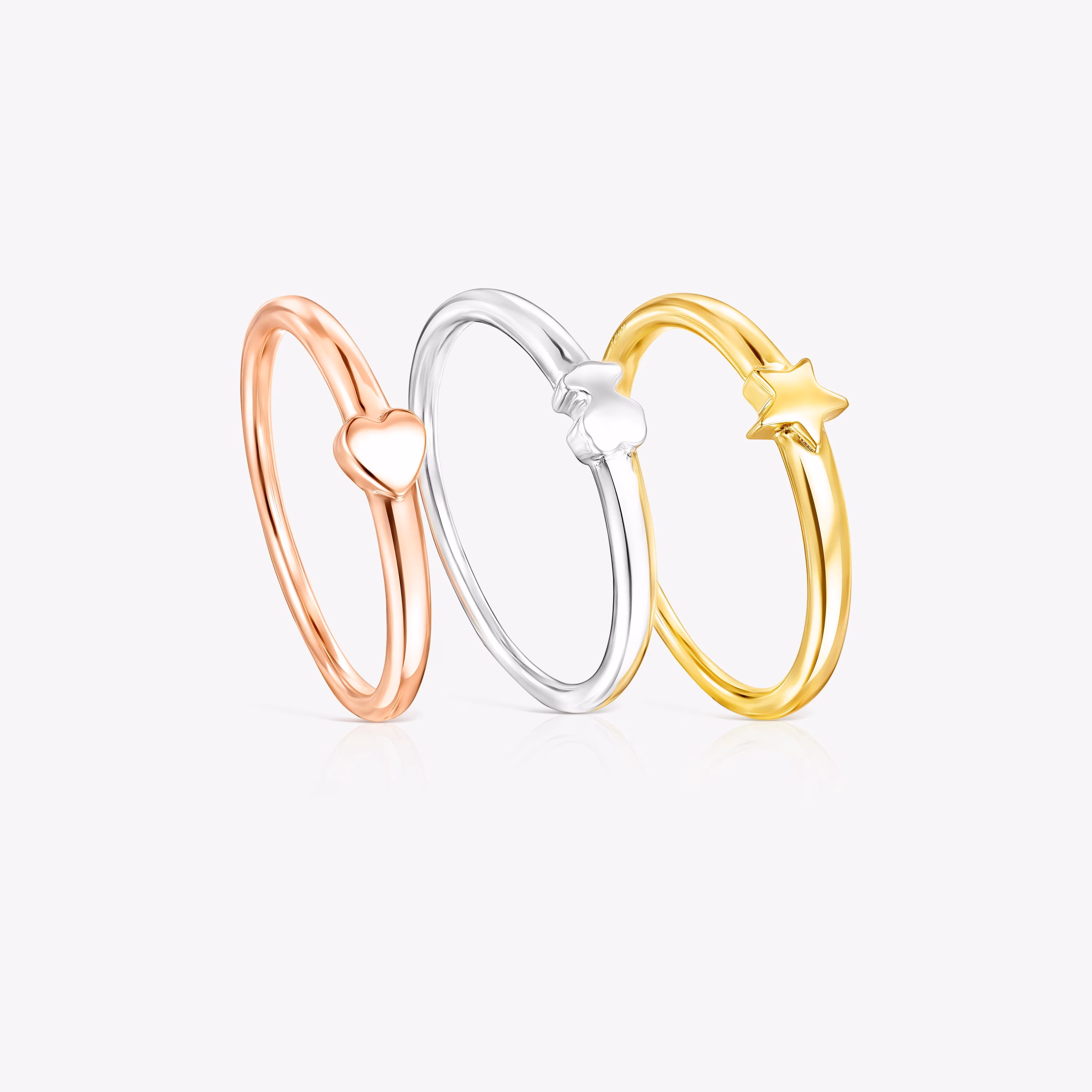 Pack de Anillos motivos de plata, plata vermeil y plata vermeil rosa Ring Mix