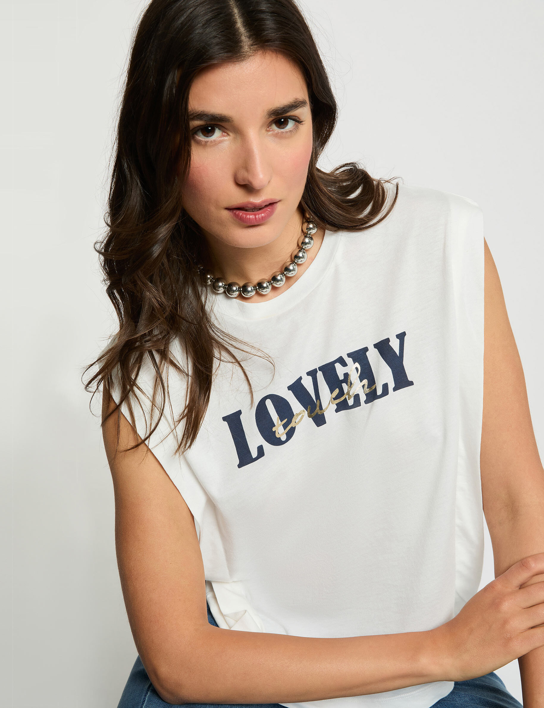 Straight T-Shirt With Round Neck White Women