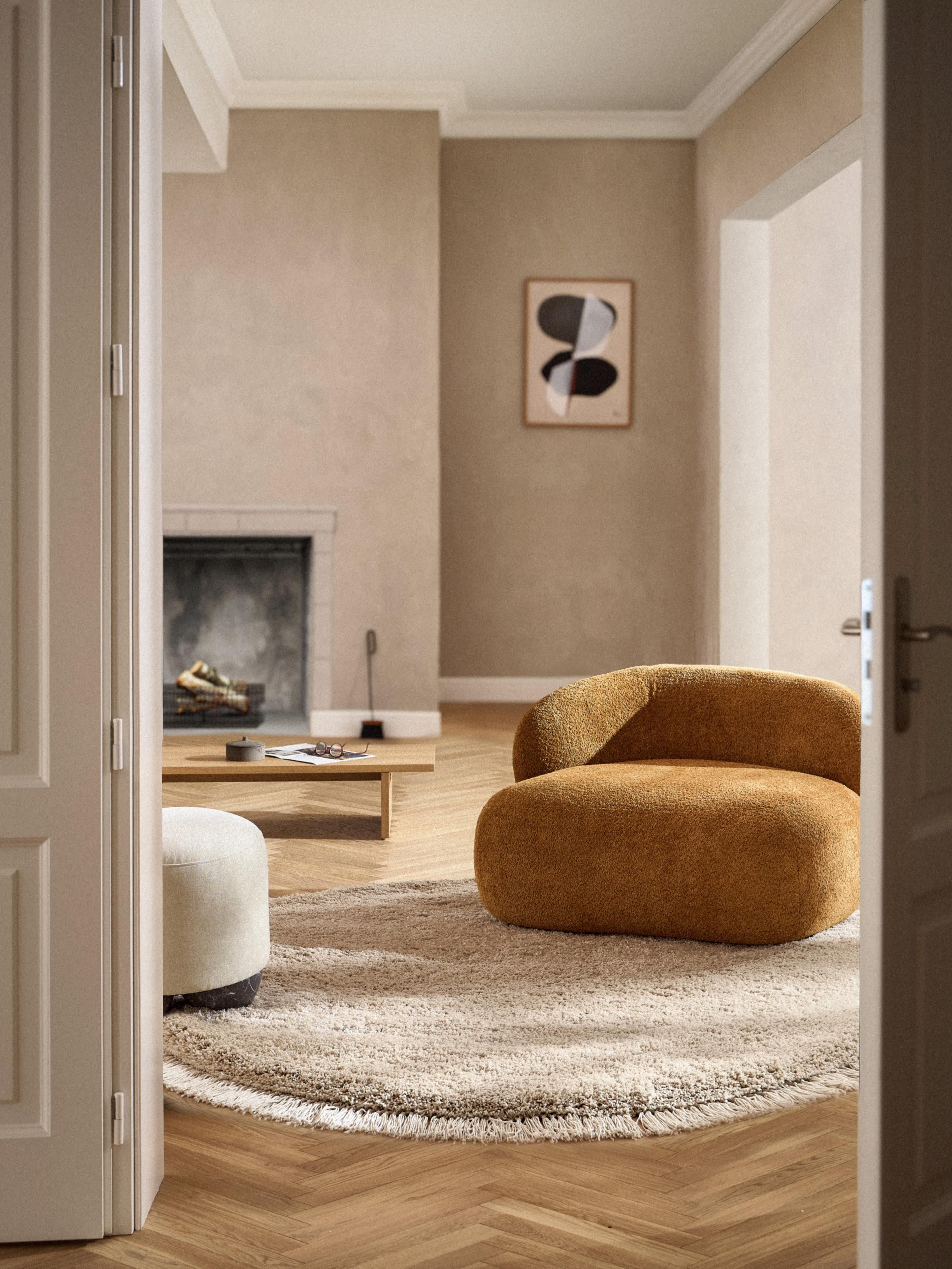 Flauschiger runder Hochflor-Teppich Dreamy mit Fransen