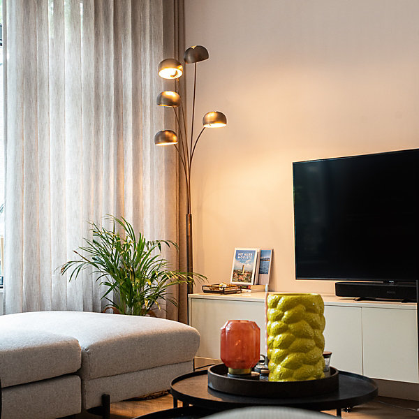 Lampadaire design bronze foncé avec or 5 lumières - Sixties Marmo