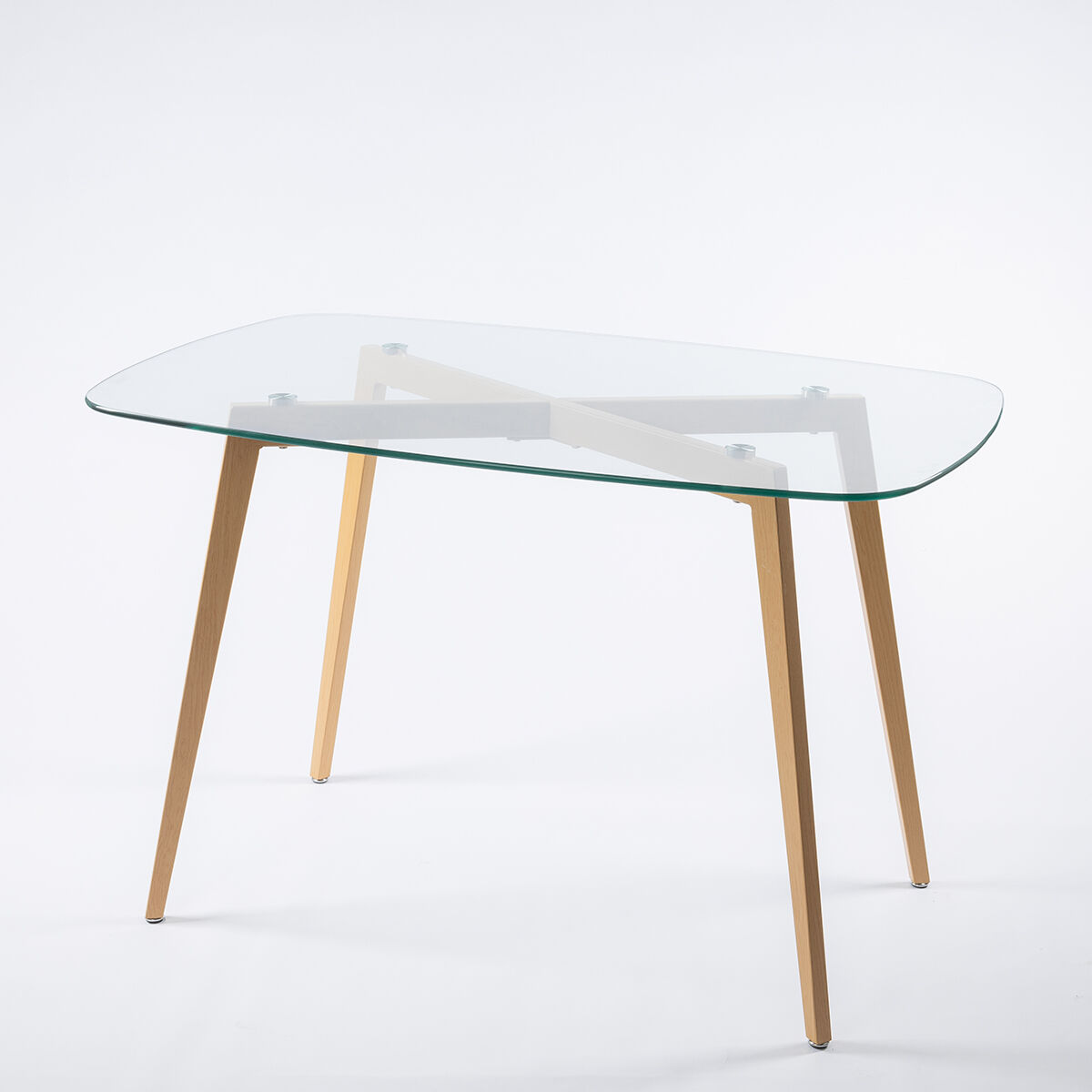 Mesa de cozinha GALLY com tampo de vidro