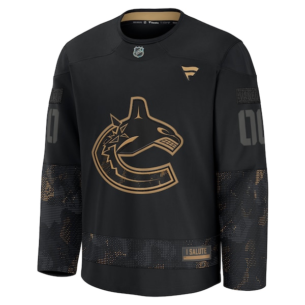 Vancouver Canucks  2024 Military Appreciation Personalized Long Sleeve Practice Jersey - Black
