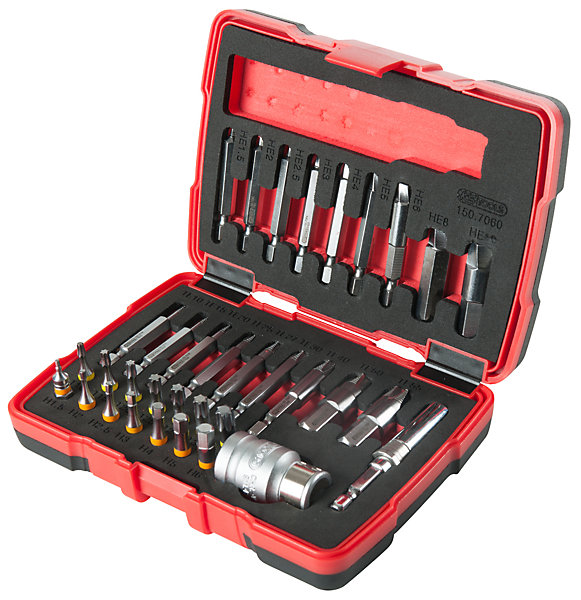 KS Tools - 150.7060 - Coffret d'embouts d'extraction pour vis TORX et 6 pans, 34 pièces