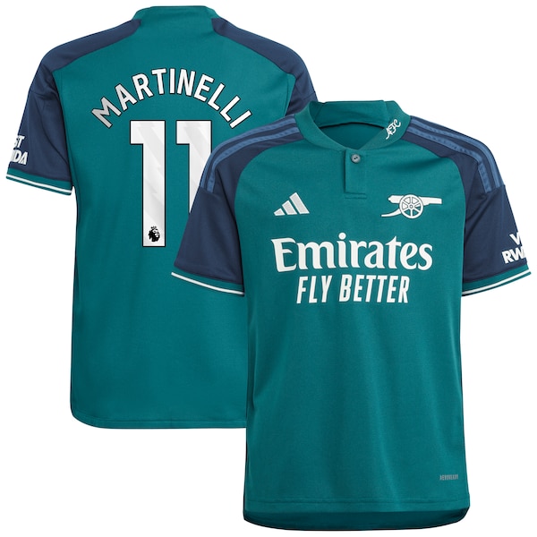 Gabriel Martinelli Arsenal adidas Youth 2023/24 Third Replica Player Jersey - Green