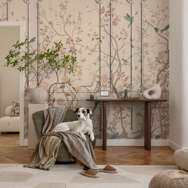 Samoprzylepna tapeta Ptaki i kwiaty 104x70 Wallfluent