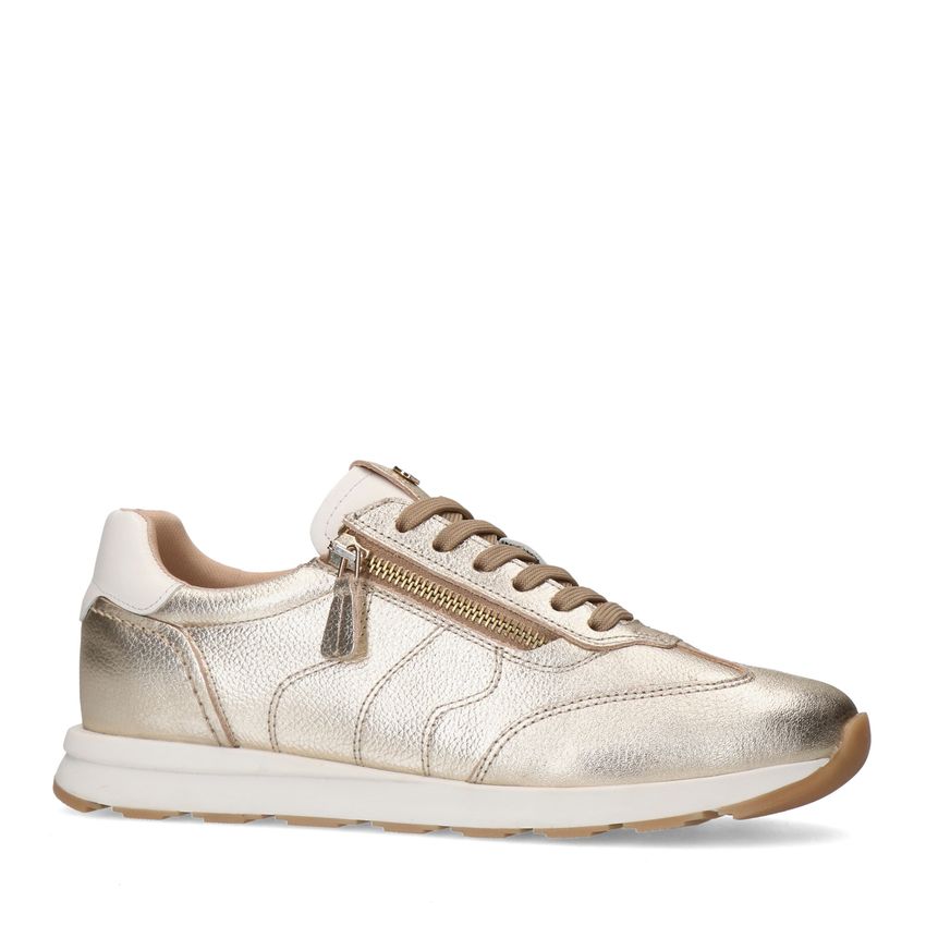 No Stress Gouden leren sneakers met rits