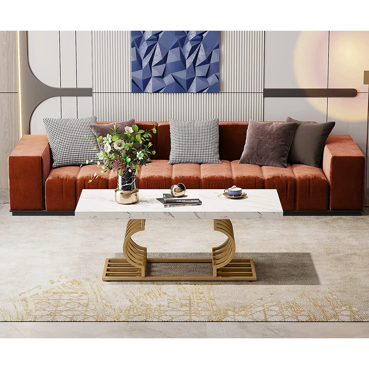47 Inches Coffee Table CenterTea Table for Living Room