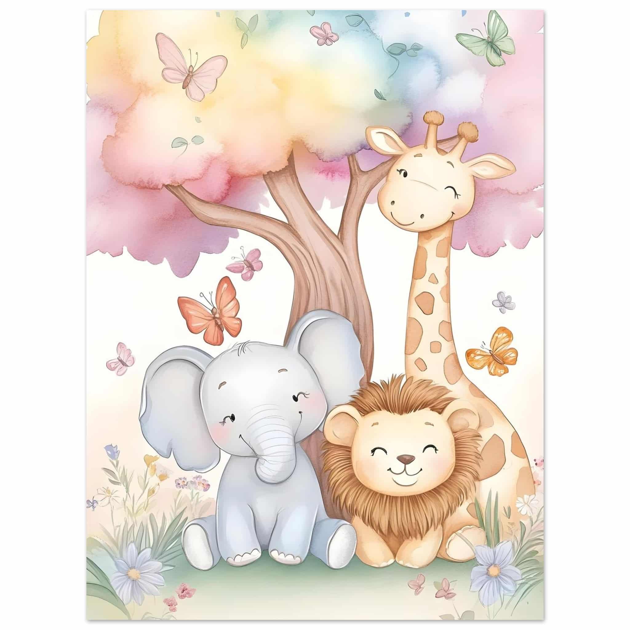 Artfulprints Poster Vrolijke safari familie  - 30x40 cm - Meerkleurig