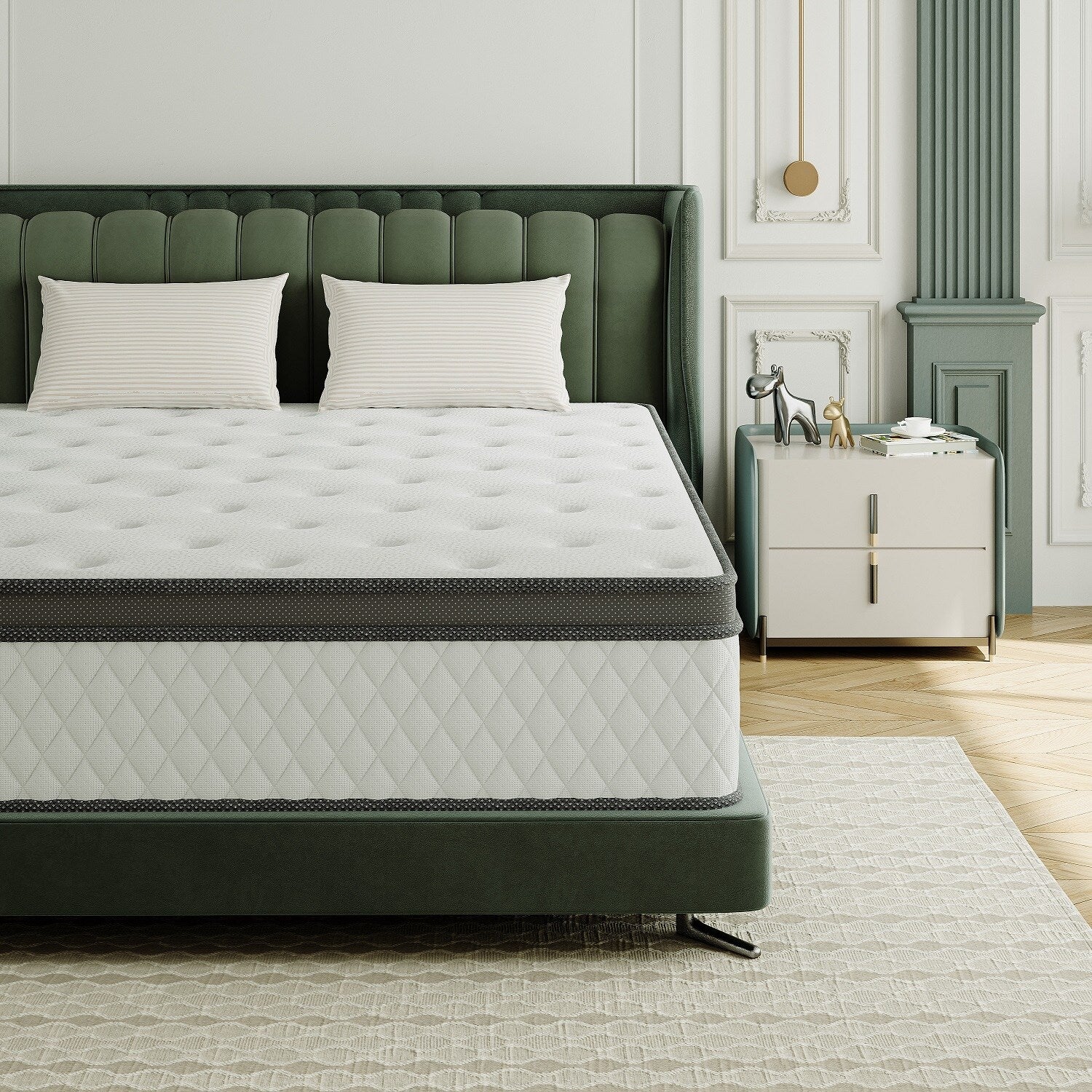 Medium Comfort Level Hybrid Mattress 8 in. Breathable and Cooling Mattress-TWIN