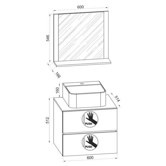 Waschplatz-Set »Lendas«, 3-tlg., 60 cm, braun