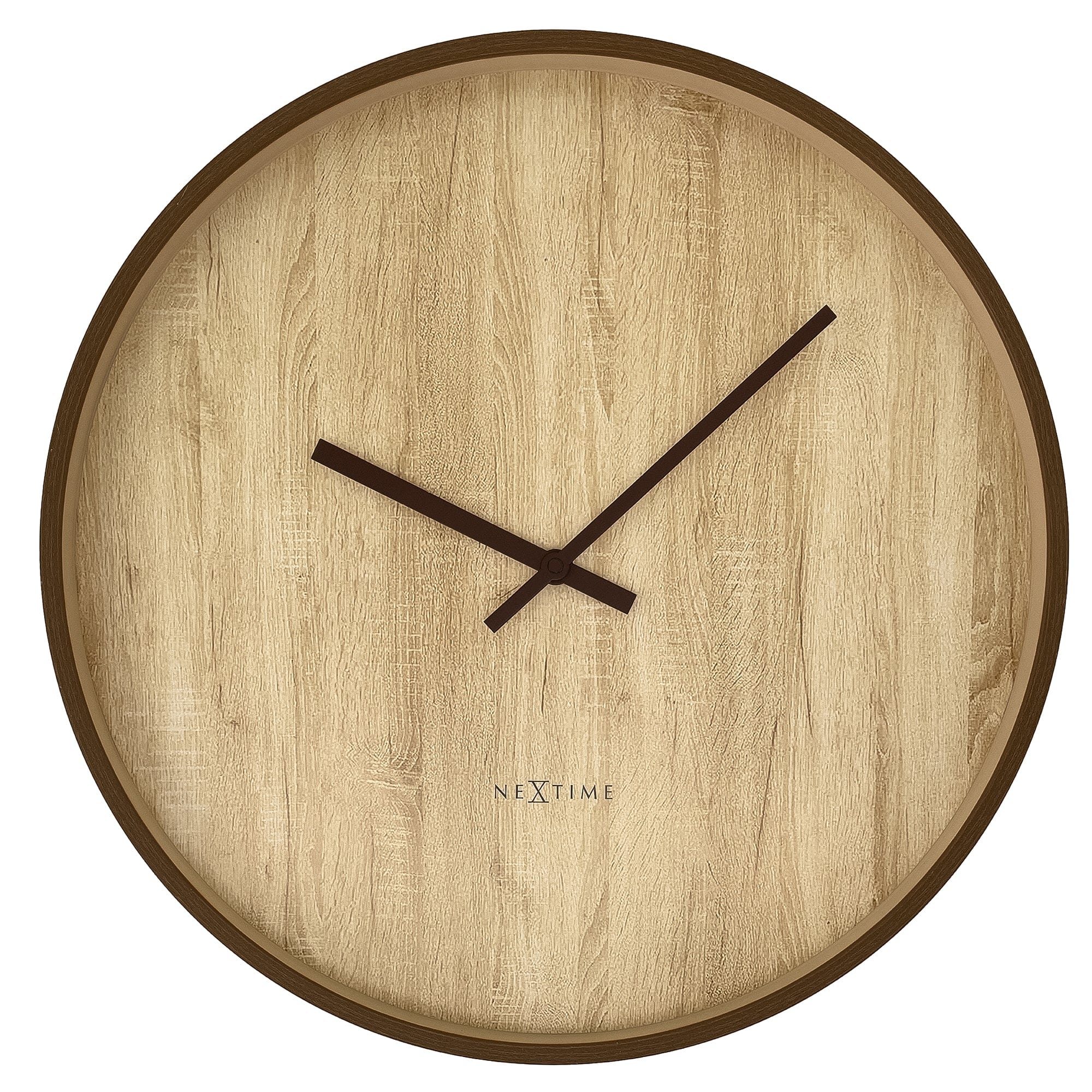 NeXtime - Wandklok 50cm - Stille - Donkerbruin Lichtbruin - Plastic -