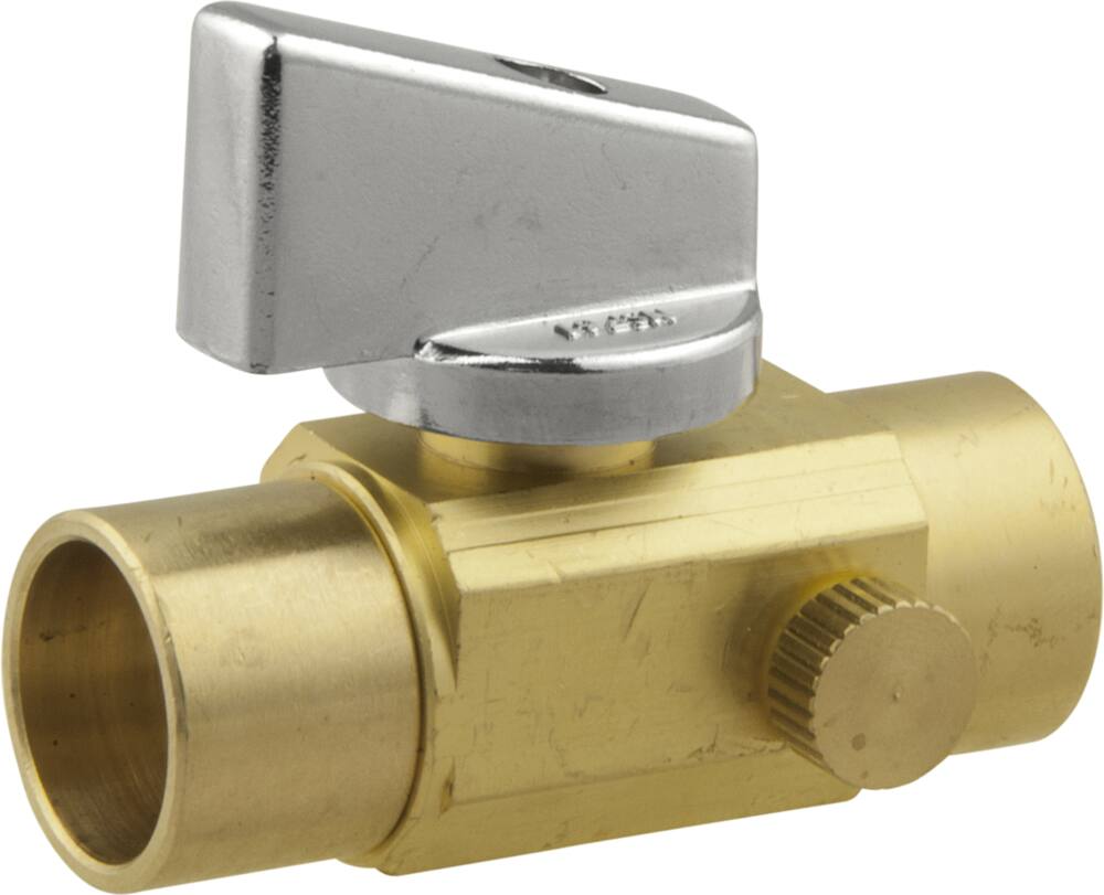 BrassCraft Rough Brass Female Solder Straight Valve with Drain, 1/2 x 1/2-in