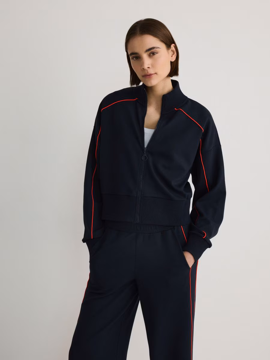 Zip Up Sweatshirt With Stand Up Collar