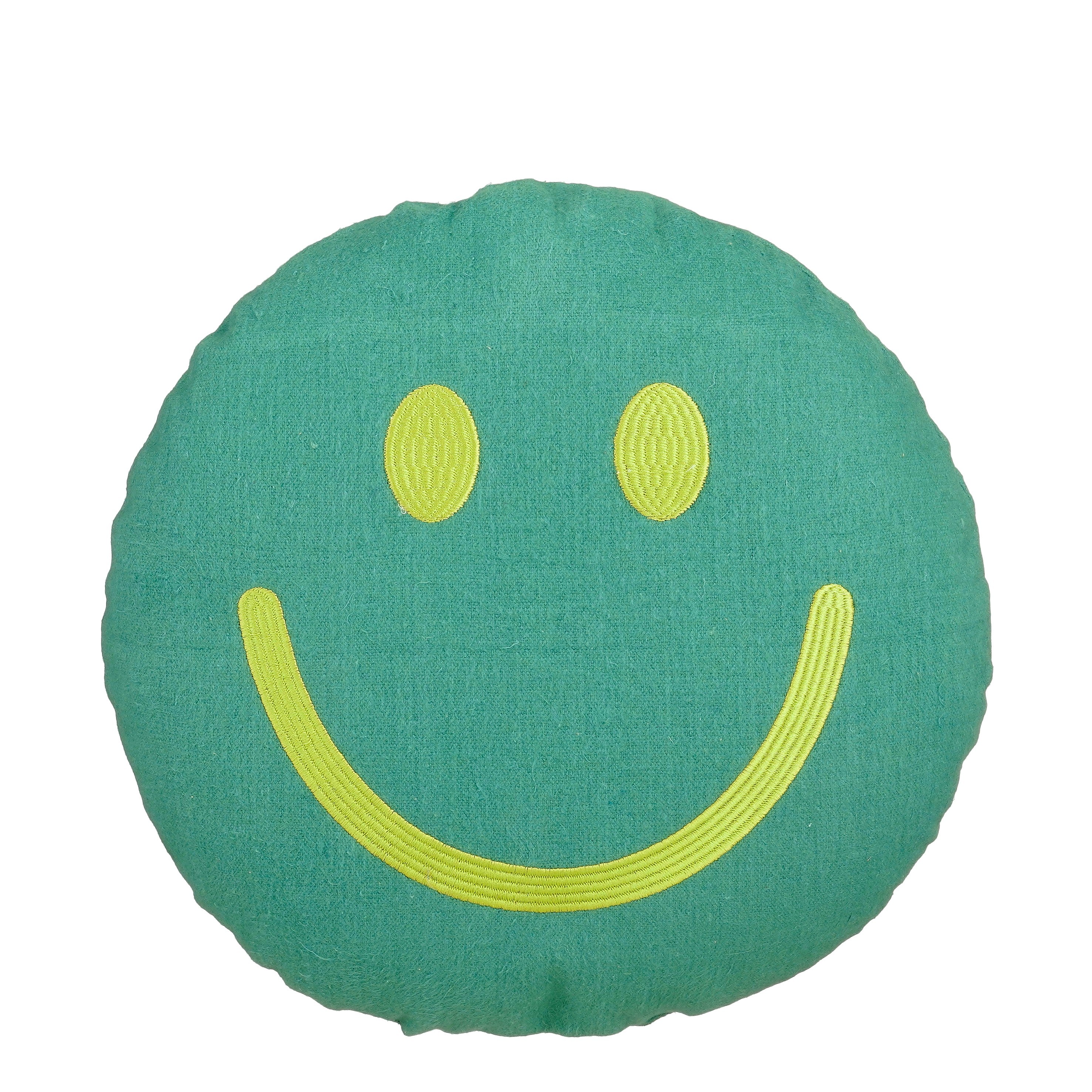 Mica Decorations Smiley Sierkussen - Kussen met Kussenhoes - Woondecoratie Woonkamer - Ø45 x 10 cm - Katoen, Polyester - Groen