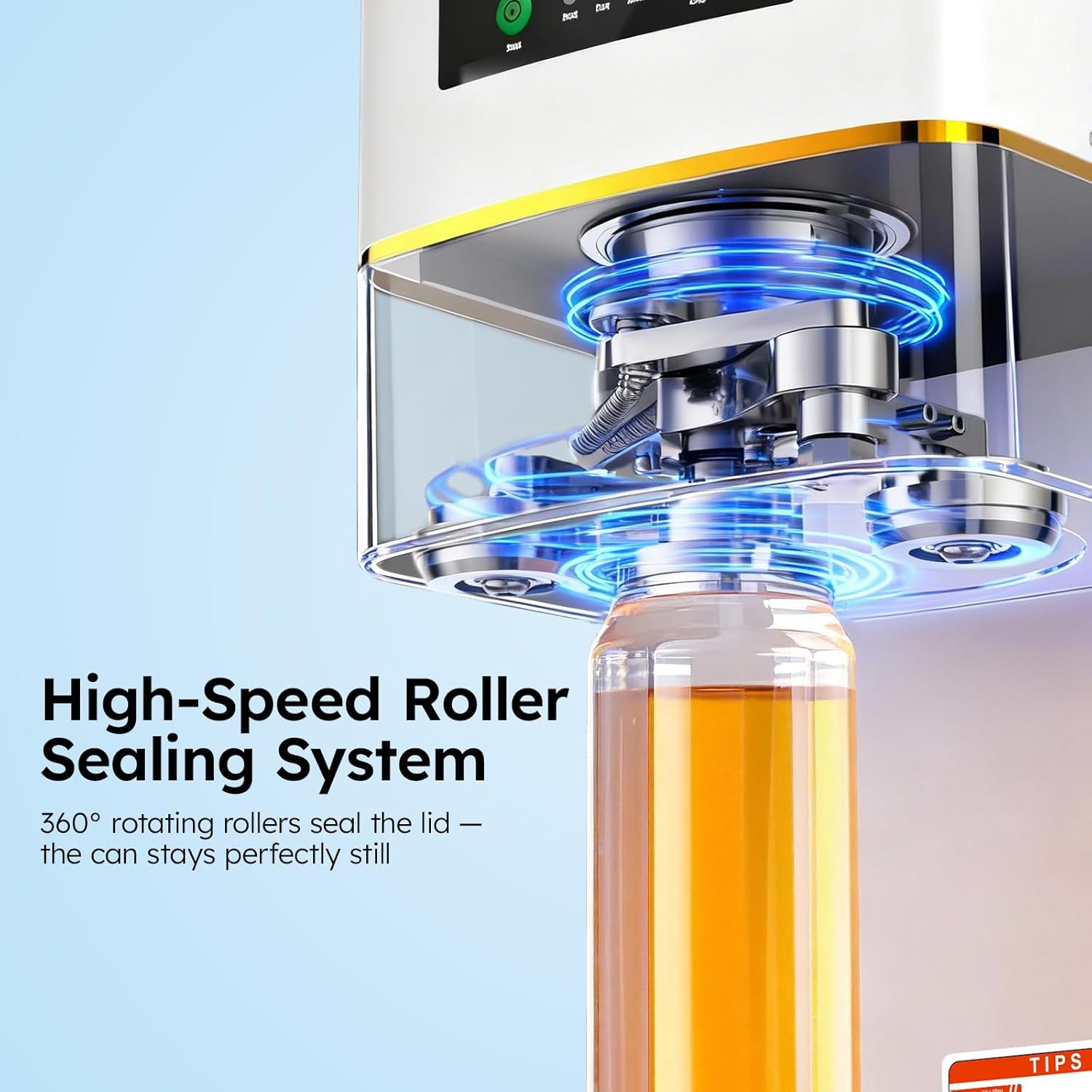 Commercial Can Sealer Machine, Fully Automatic Soda Can Sealer Machine for Drinks with 360° Seam Sealing & Auto Lifting System, Heavy-Duty Steel Can Sealing Machine for Aluminum & Plastic Cans, White