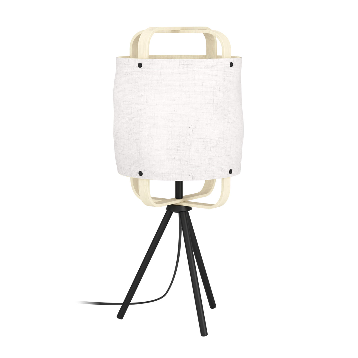 EGLO tafellamp Surfleet - e27 - 51,5 cm - wit/zwart -hout/textiel