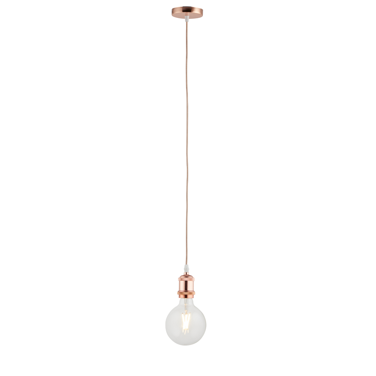 Lighto | Pendel Rosé Goud | Inclusief Lichtbron Helder | Vintage | 1.5m Snoer | Met Plafondkap