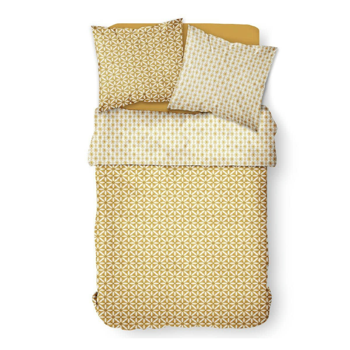 SUNSHINE - Parure de lit 2 personnes imprimé en Coton Jaune 220x240 cm