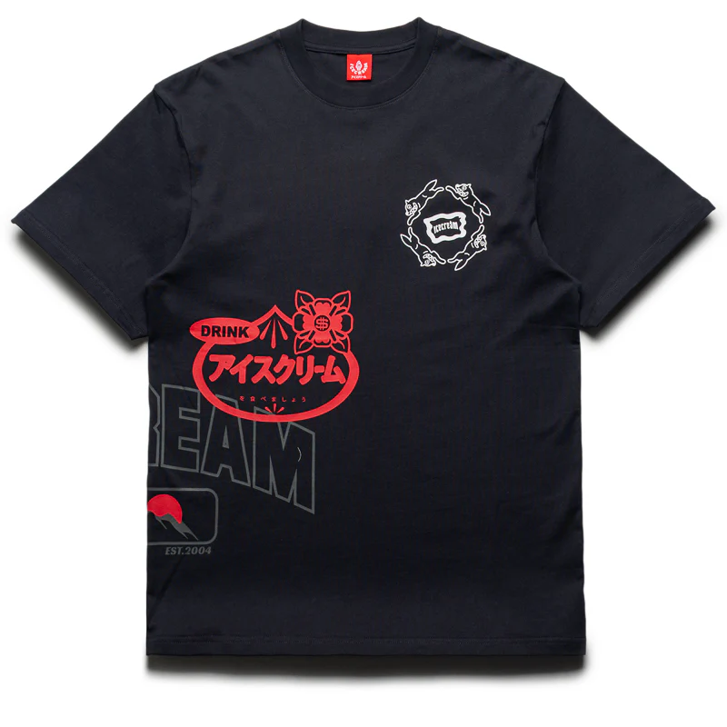 Ice Cream Overlay Knit Tee - Charcoal Art