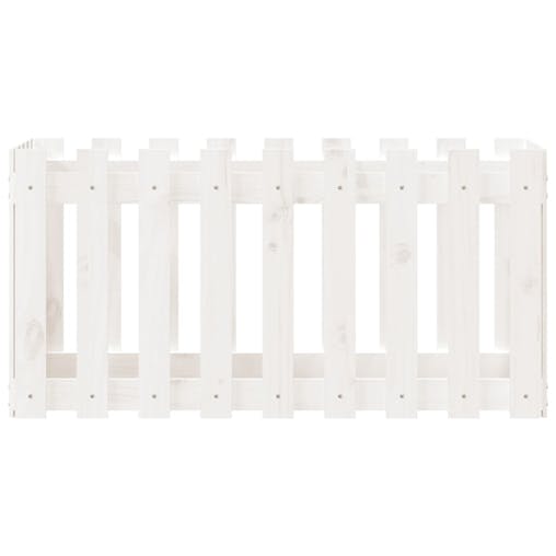 NNEVL Garden Raised Bed with Fence Design White 100x50x50 cm Solid Wood Pine