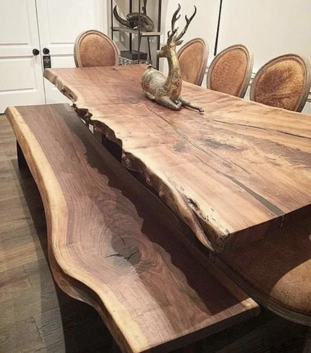 Live Edge Walnut Dining Table: Rustic Farmhouse Style