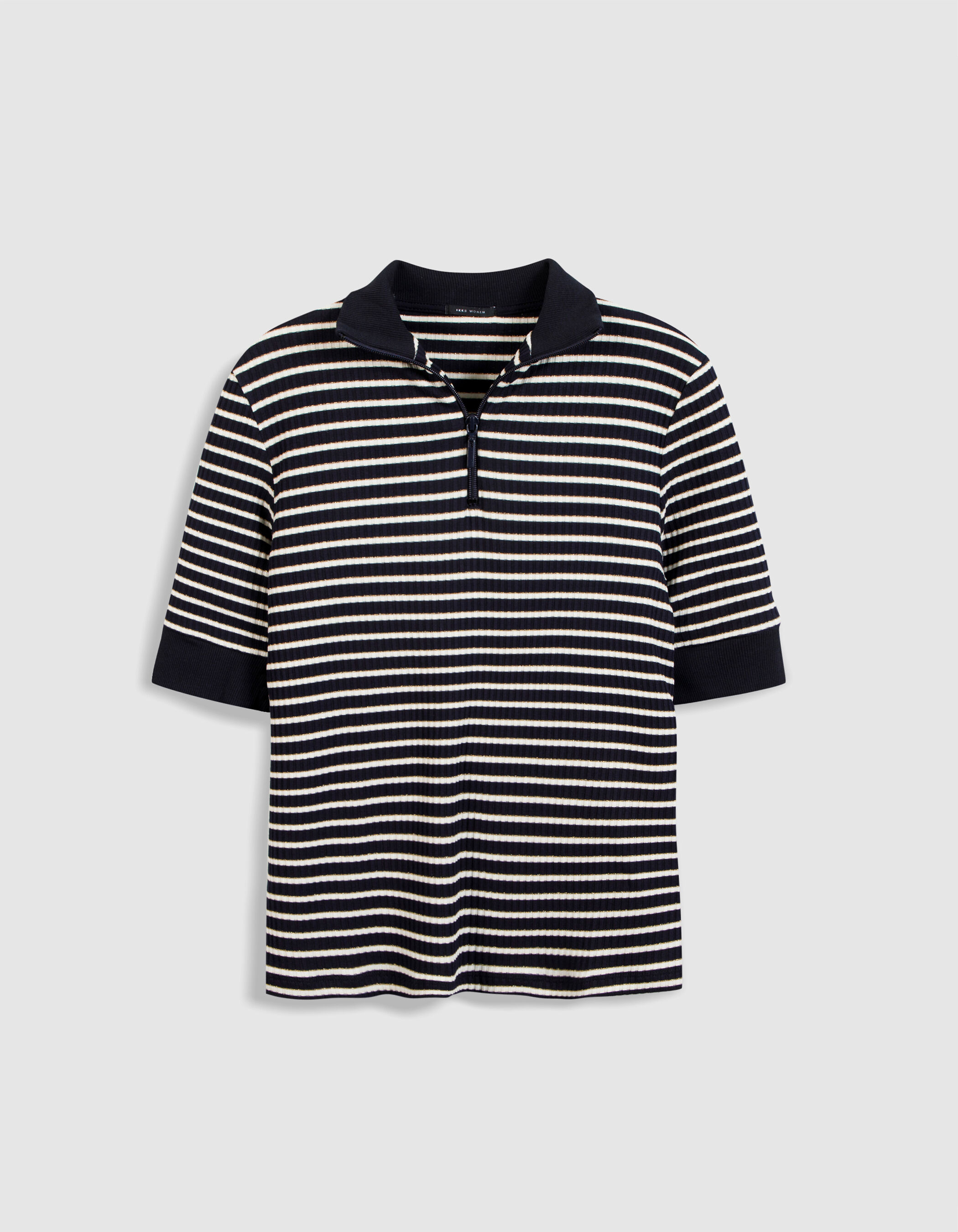Tee-shirt marinière à col zippé Femme