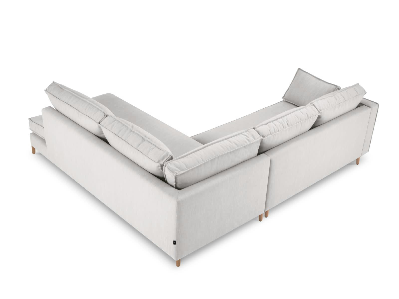 ALEXIS - Canapé D'Angle Droit 5 places en Tissu Structurel Gris Clair