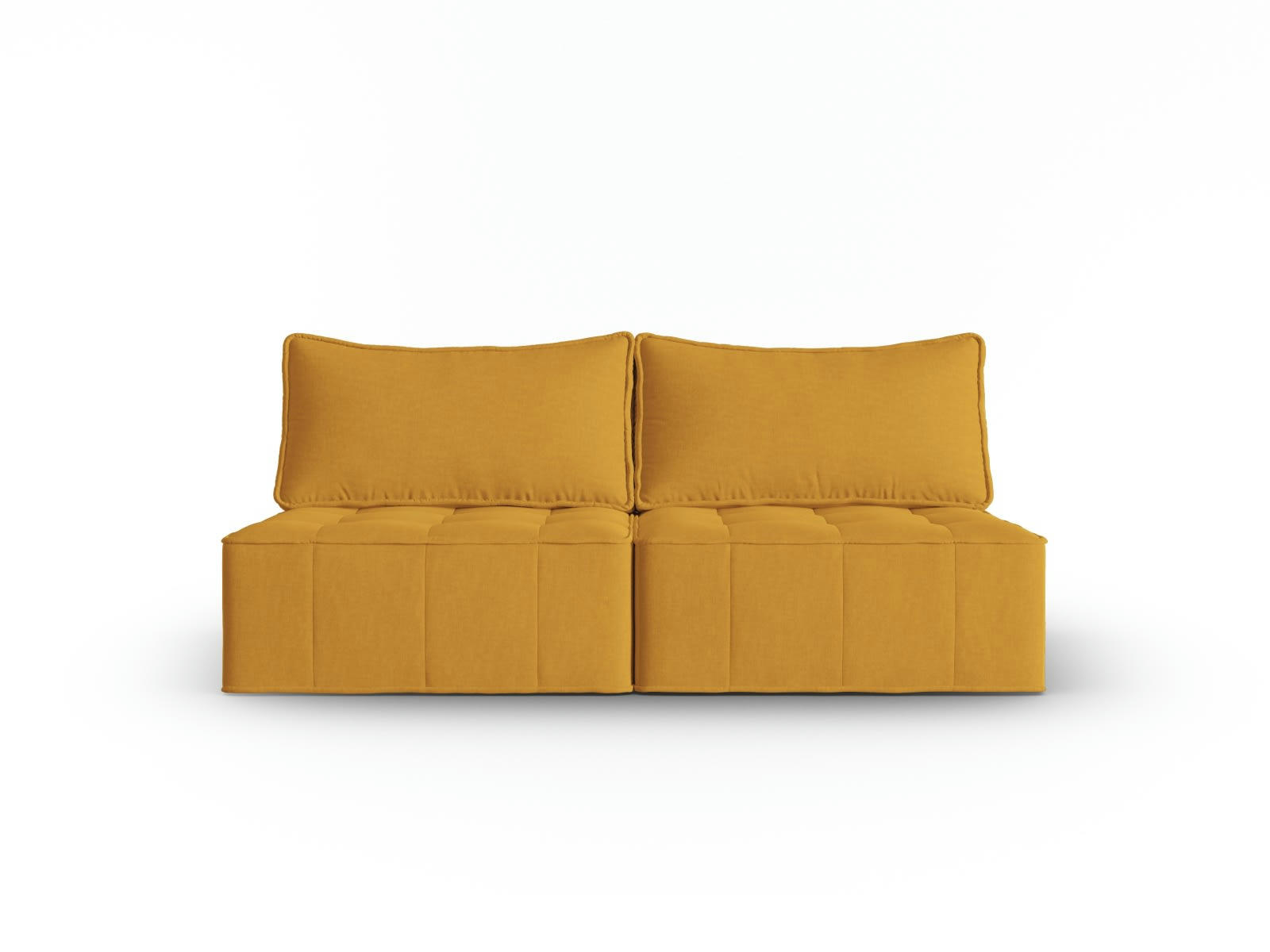 MIKE - Canapé modulable 3 places en tissu structurel moutarde