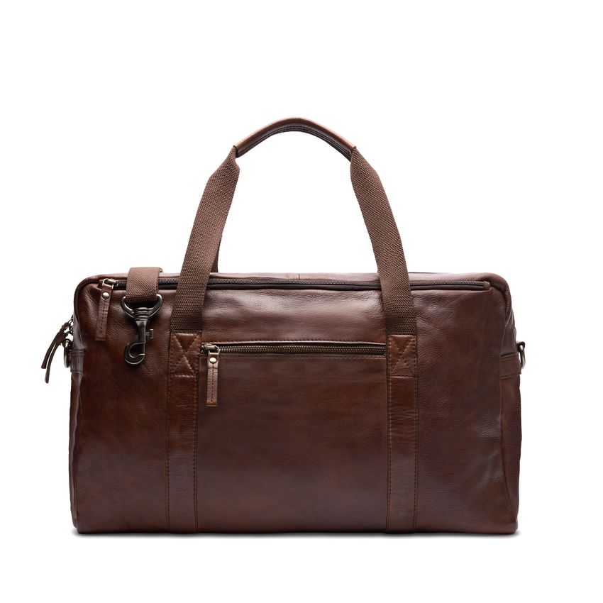 Manfield Bruine leren weekendtas