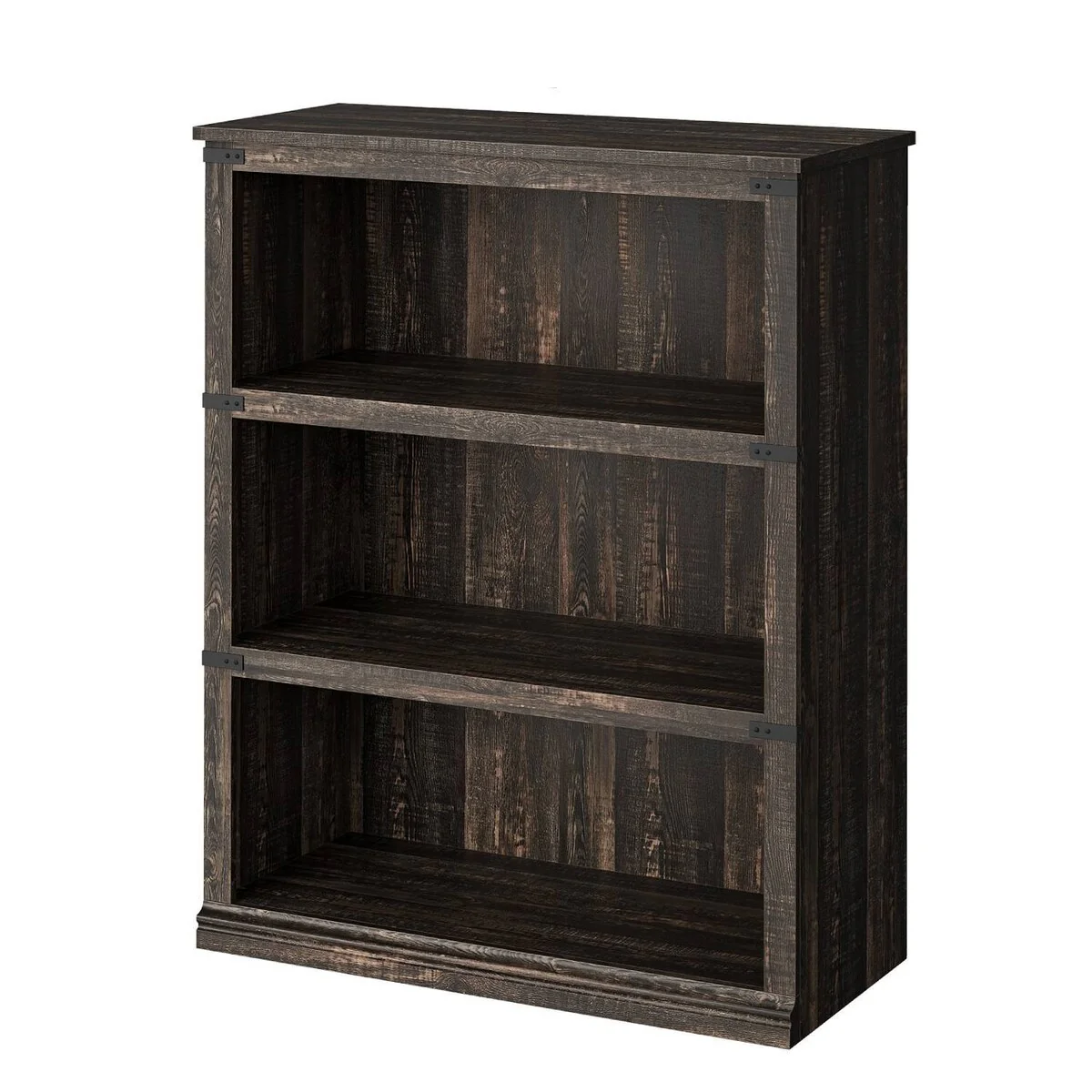 Farmhouse Bookcase with 3 Tier Storage Open Shelves - N/A