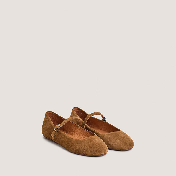 Ballerines à bridesen croute cognac | DRIMA
