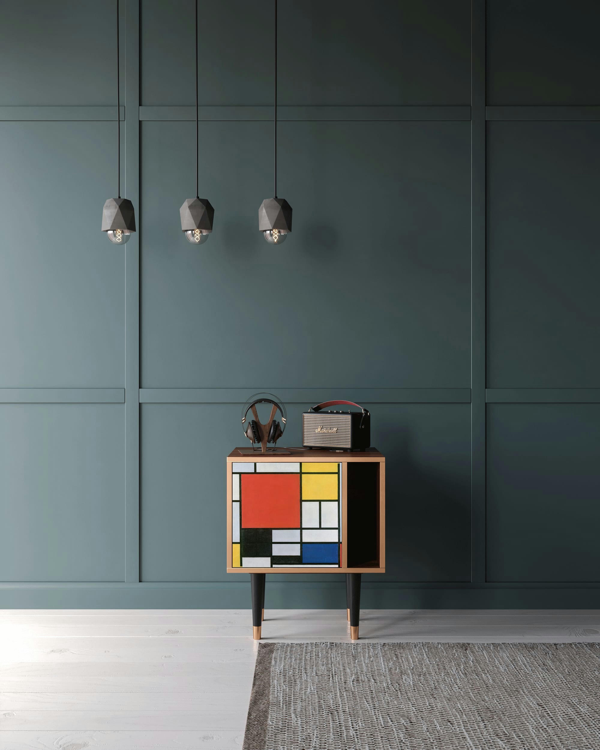 - Table de chevet multicolore 1 porte L 58 cm